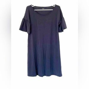 GARNET HILL dress size S navy blue ruffled shortsleeve